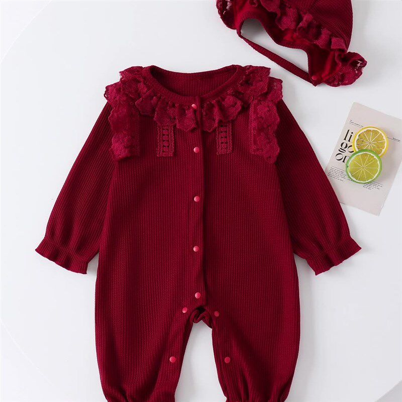 婴儿服装长e袖连体衣女宝宝哈衣爬服套装婴幼儿春秋新品满月周岁