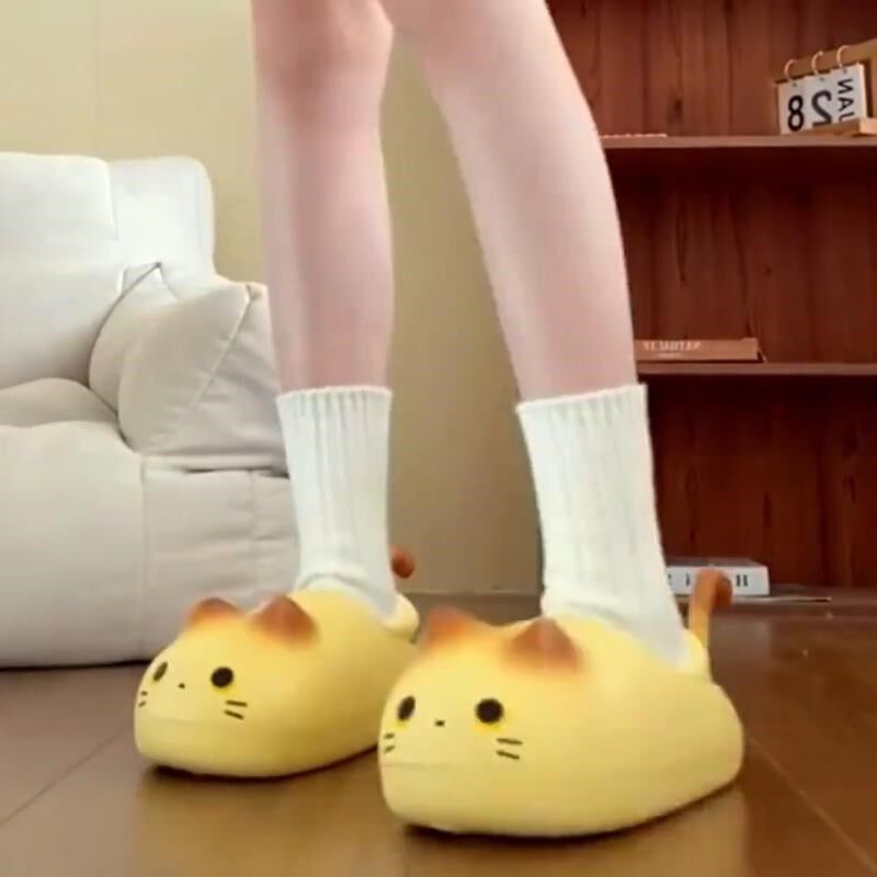 可爱喵咪棉拖鞋女士秋冬季室内家居包跟防M水外穿棉鞋防滑厚底保