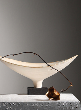 日式现代样板间装饰托盘手工简约侘寂风客厅玄关茶几装饰果盘摆件