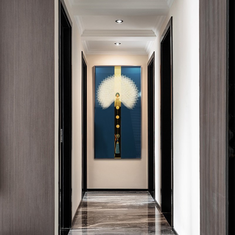 瑞杰 立体实物画《流苏·菩提树叶》轻奢创意画 新中式走廊装饰画图片
