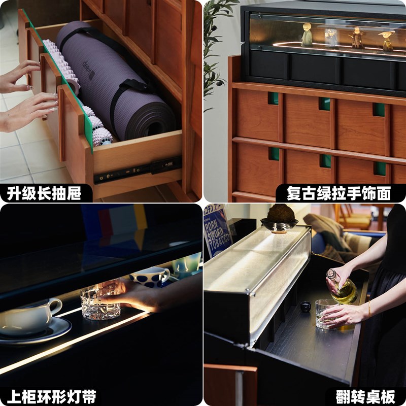 不众丨 七斗柜中古收纳柜复古五斗柜樱桃木餐边柜大抽屉吧台柜