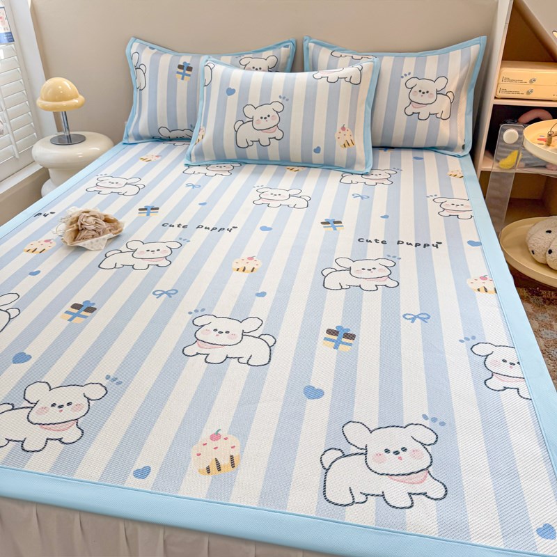 冰丝凉席三件套2025新款家用可折叠空调软席学生宿舍夏天席子0.9m