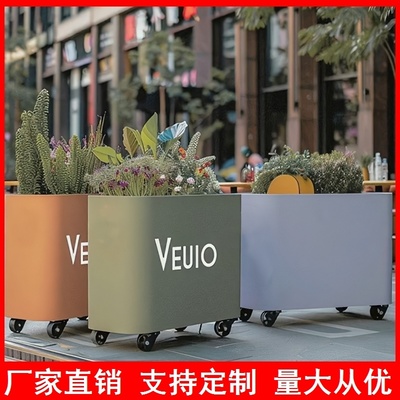 户外铁艺花箱组合花池发光室外铁艺花架围栏隔断成品花槽花坛座椅