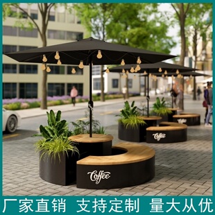 户外花箱花坛商业街围栏隔断室外铁艺花架成品花槽花钵发光花池