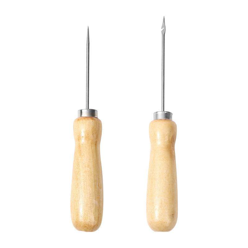 原木手柄上鞋锥子修纳鞋底上线铜直孔锥套装补鞋子工具钩针打孔针,居家布艺,针,淘宝优惠券,粉丝福利购,淘宝优惠卷