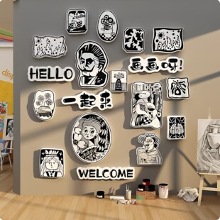 美术教画室布置装饰艺校培训机构幼儿园环创墙面主题文化氛围背景