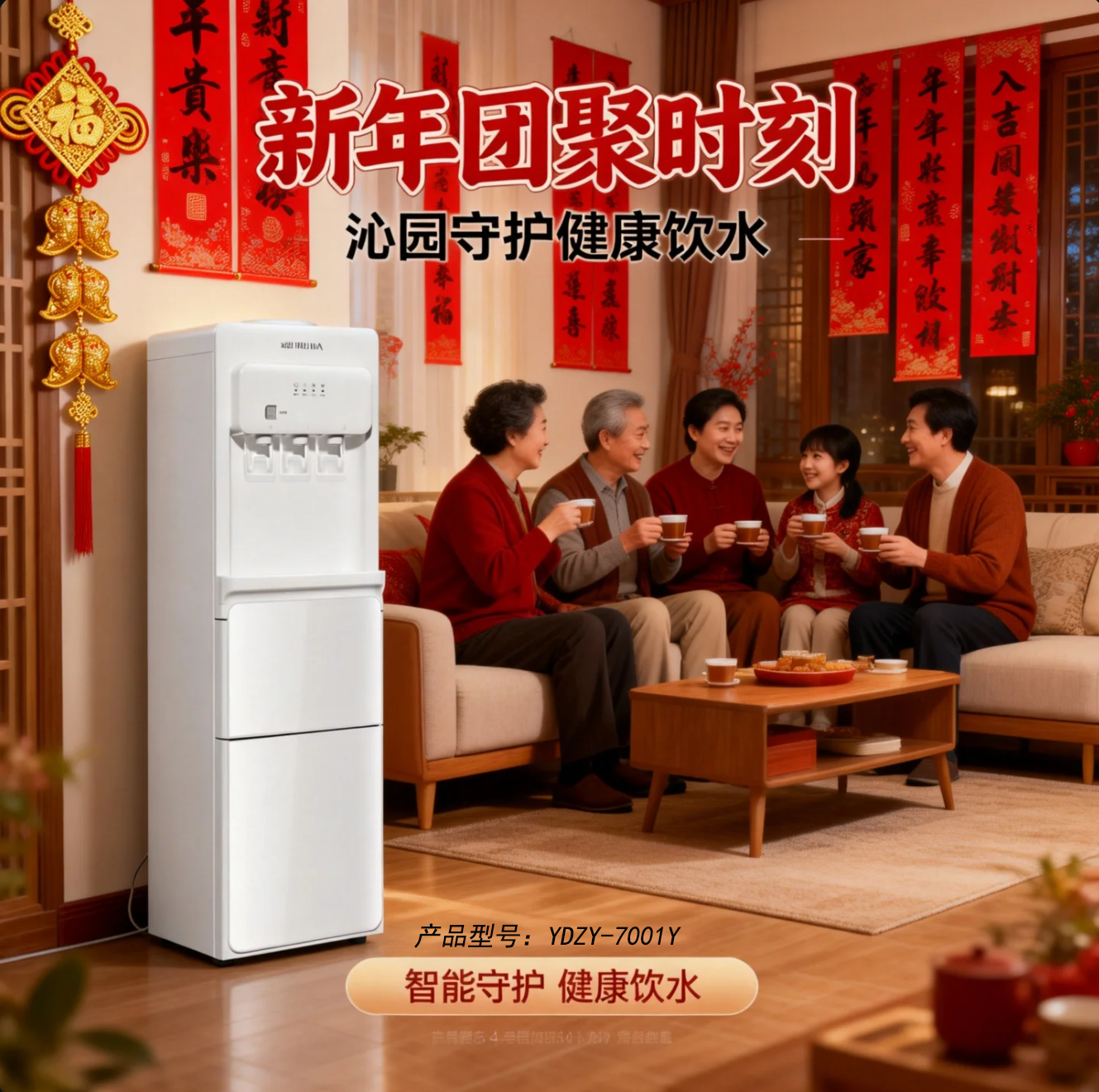 沁园下置饮水机温冷热三出口冰水制冰双功能11KG立式家用