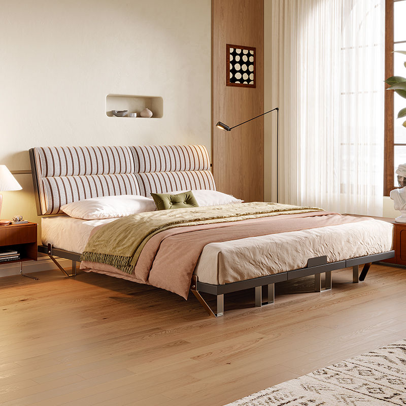 布艺床碳素钢架铁艺床软靠双人床