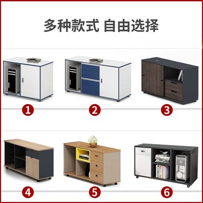 边柜柜办公桌大班台木质置物柜副带锁推拉门侧打印机矮柜天瑞翔文
