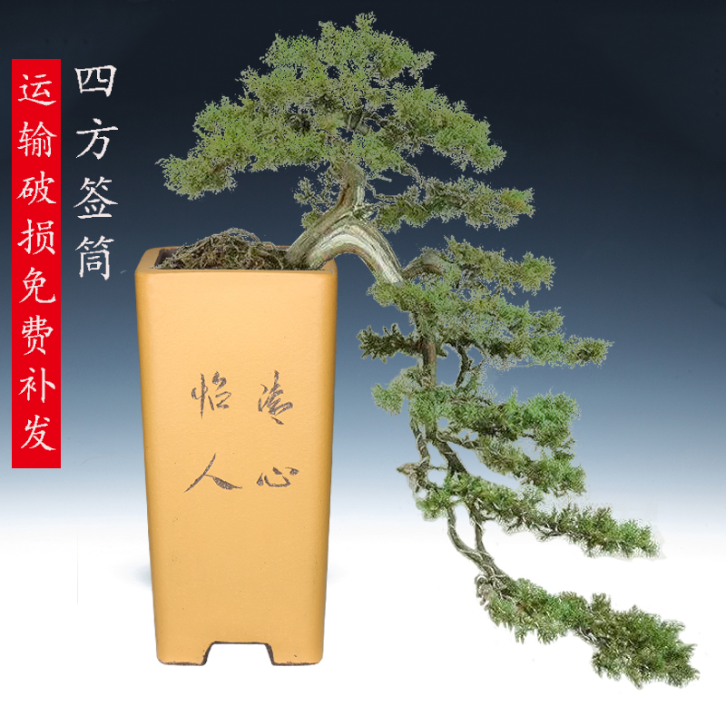 宜兴紫砂花盆四方千筒桶盆签筒高悬崖专用盆景盆紫砂盆