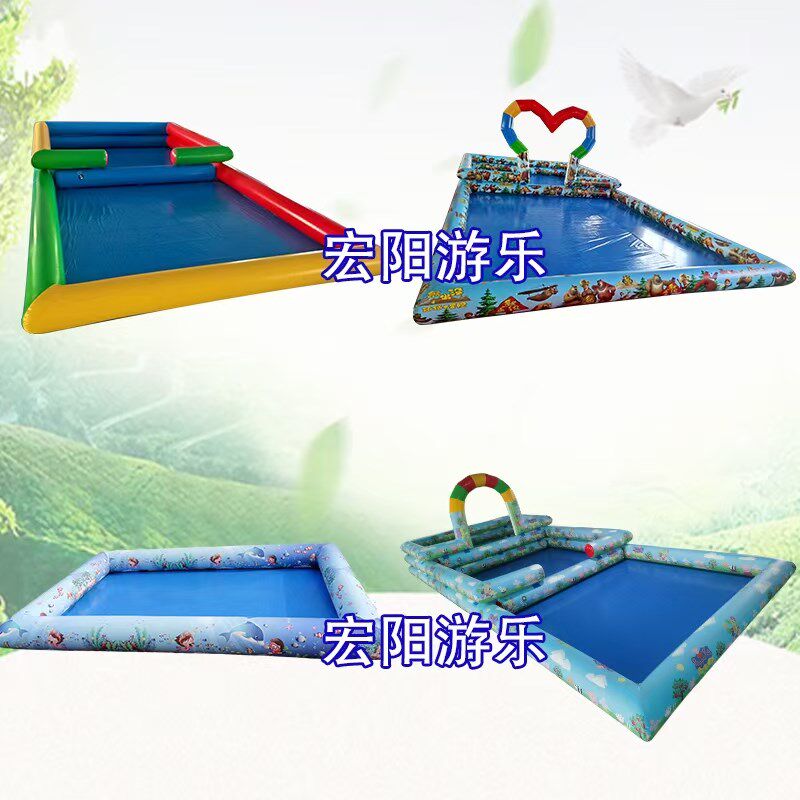 充气沙池彩绘卡通沙池决明子儿童玩具珍珠沙广场摆摊蹦床跳跳床