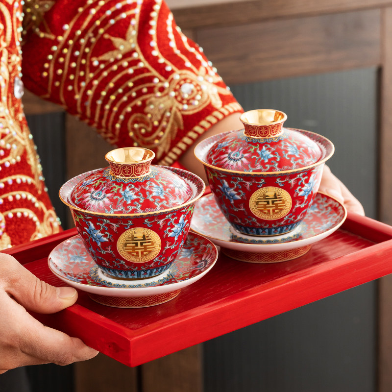 唐呈珐琅彩敬茶杯?结婚改口敬酒茶杯盖碗喜碗对碗新婚庆用品大全,节庆用品/礼品,喜碗/敬茶杯,淘宝优惠券,粉丝福利购,淘宝优惠卷