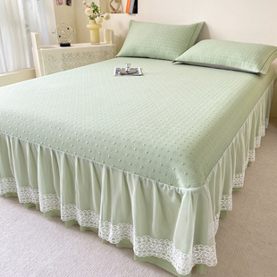 凉感冰豆豆席夏季 空调软席子 三件套高端可水洗冰丝凉席床盖床裙款
