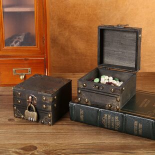 精致收纳盒宝盒带锁复古便携首饰盒整理箱木盒子木质高档密码锁小