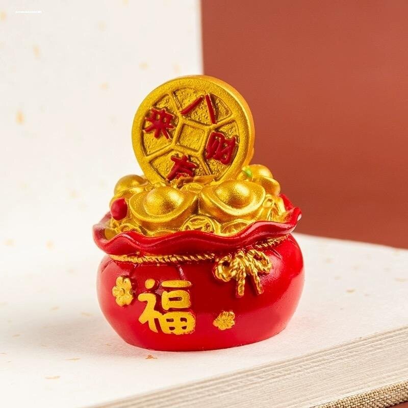 新款喜庆中国风进宝发财树福袋钱袋节庆礼品新年礼物树脂摆件