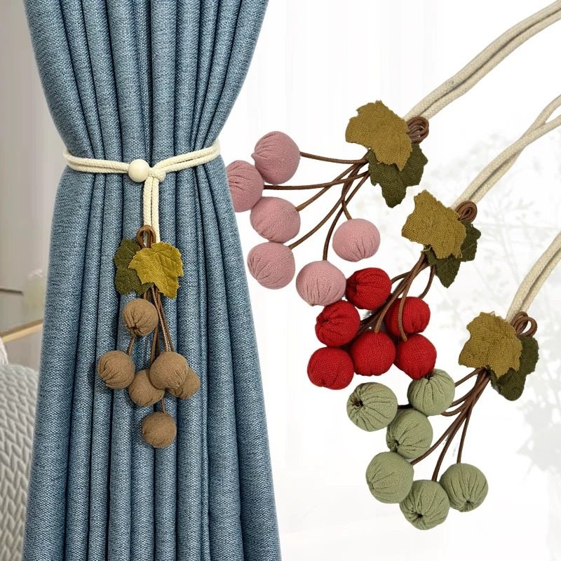 森系窗帘捆绑带布艺南瓜串棉麻系带可爱田园收纳扣纱帘束带装饰品