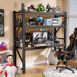 货架电脑桌升降电竞书桌子快递出租屋家用床边工作台收纳置物架子