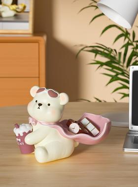 入户玄关钥匙收纳摆件客厅电视柜置物架家居熊装饰乔迁新居礼品