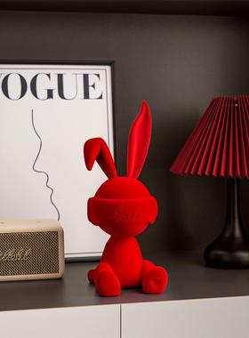 闪电兔子坐姿摆件卡通创意现代轻奢客厅酒柜电视柜入户玄关装饰品