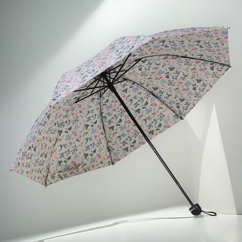 小清新双面碎花遮阳伞双层黑胶遮阳伞防晒抗UV晴雨两用UPF50+