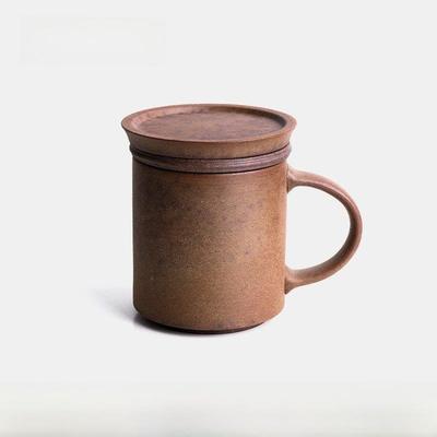 陶作坊不二堂T-MUG同心杯老岩泥岩矿泡茶杯手冲咖啡杯 带盖内胆
