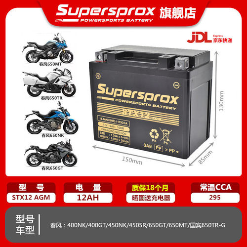 适用春风650NK/MT/TR 400NK/国宾650TR-G捷马250摩托车电瓶蓄电池