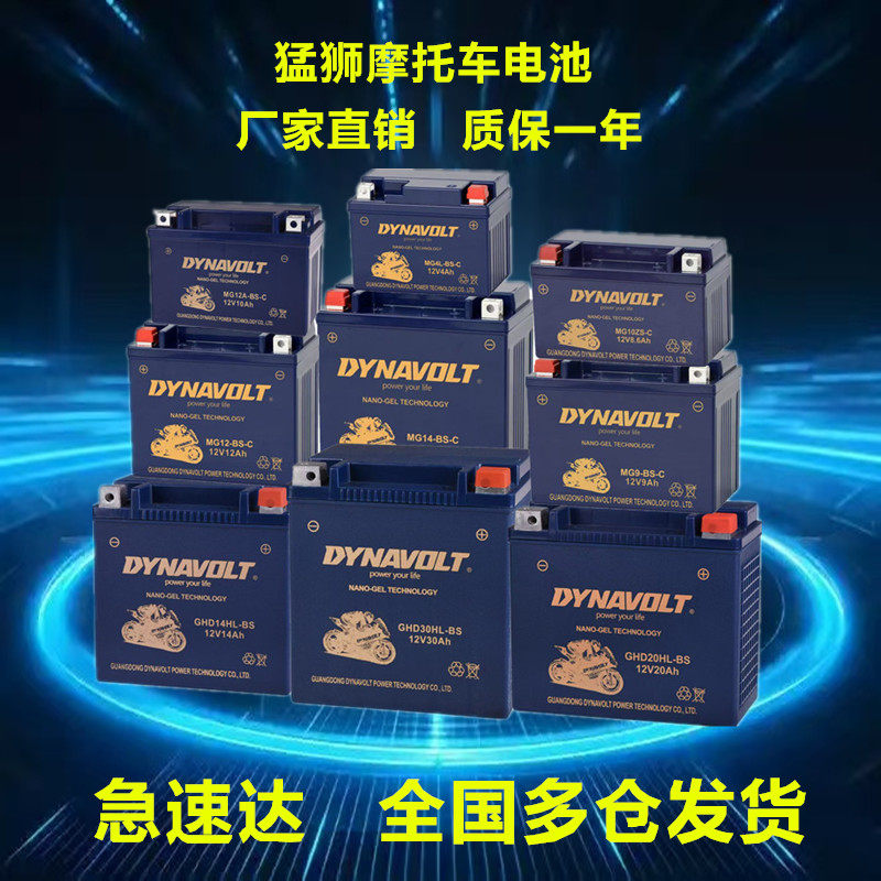 猛狮摩托车电瓶12V7A9A免维护干蓄电池踏板125豪爵铃木春风通用锂