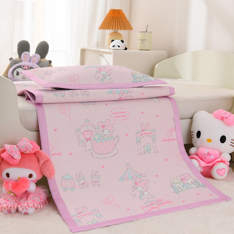 新款加密7A冰丝儿童凉席两件套凉感丝席婴幼儿床垫席子