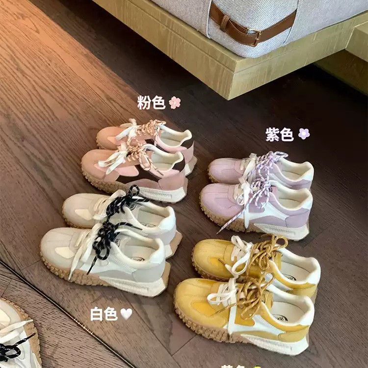 【黛芙琳】爆米花德训~6m内增高双鞋带厚底休闲鞋女德训鞋阿甘鞋