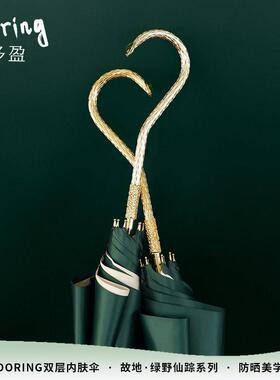 DanMunier长柄雨伞女晴雨两用轻奢墨绿色高档双人双层内肤伞定制