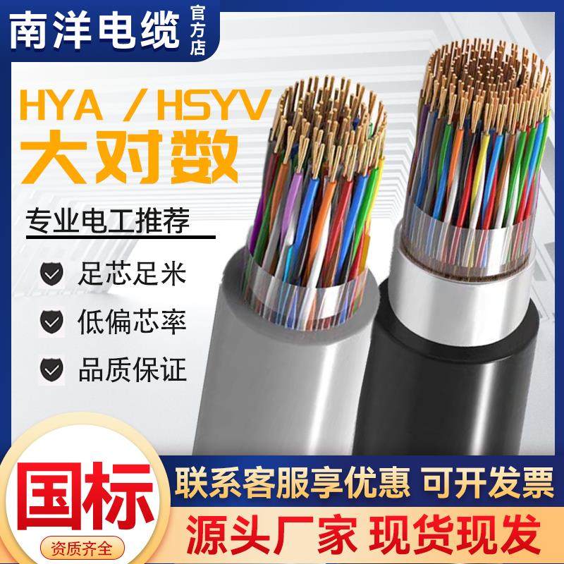 南洋国标纯铜芯HYA/HSYV大对数阻燃5 10 25 30 50 100对通信电缆