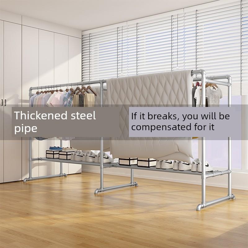 镀锌钢管晾衣架阳台晾衣户外简易户外落地式家用双杆水管晾衣棉被