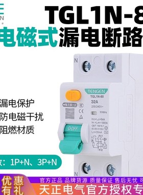 天正电磁式小型漏电保护器TGL1N-80漏电隔离开关2P单相4P三相63A