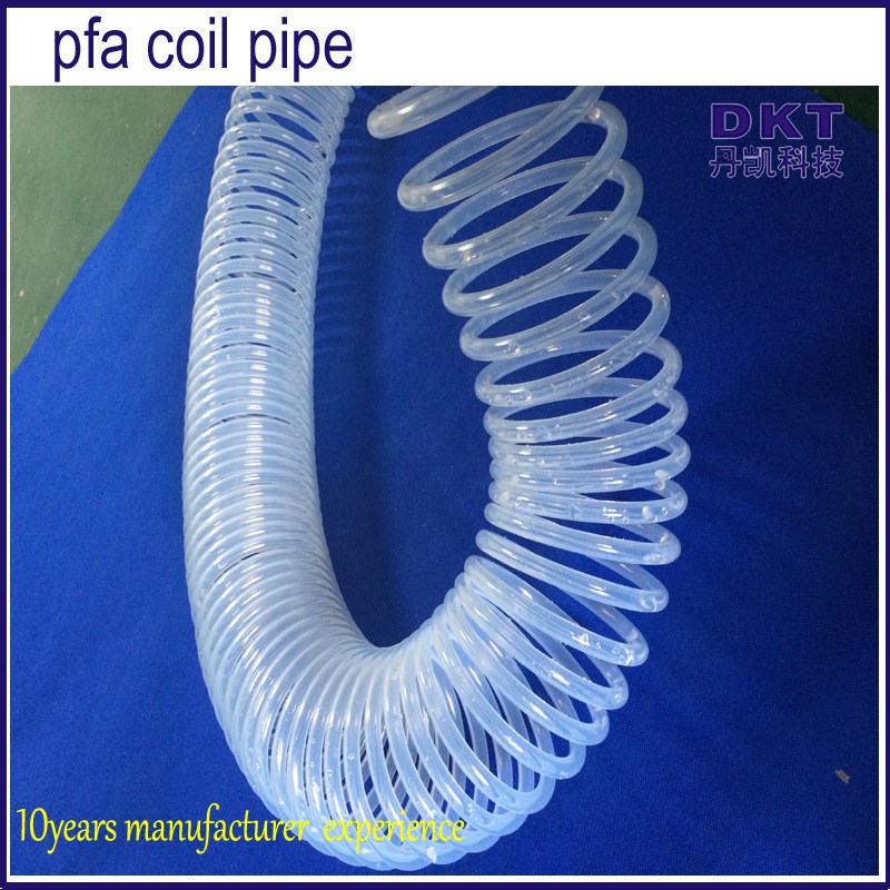 丹凯 供应耐腐蚀耐高低温FEP透明铁氟龙盘旋管PFA弹簧伸缩管