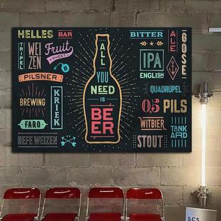 啤酒屋装饰背景布音乐酒吧烧烤店小酒馆墙布复古网红拍照壁画挂布
