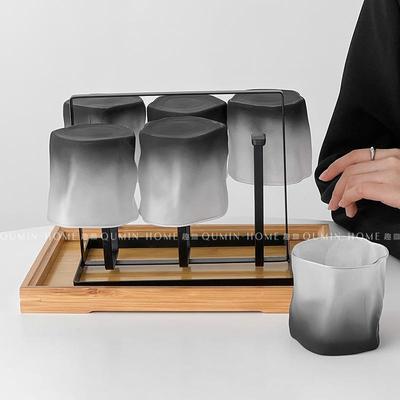 趣皿ins风磨砂灰玻璃杯套装家用客厅办公室啤酒杯水杯冷饮杯套装