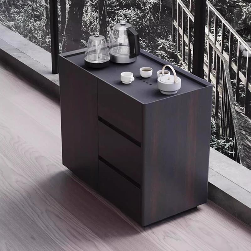 意式极简可移动茶台茶水柜家用客厅沙发侧边茶桌烧水壶一体泡茶台