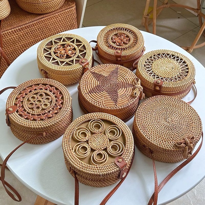 越南藤编镂空素面迷你草编手提单肩斜跨包袋森系篮子女士包包圆形,箱包皮具/热销女包/男包,通用款女包,淘宝优惠券,粉丝福利购,淘宝优惠卷