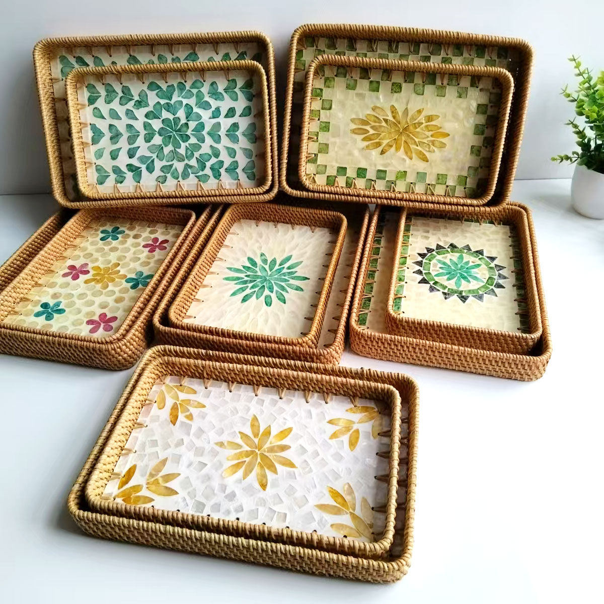 藤编筐家用点心篮糖果贝壳彩色餐厅高级托盘藤编水果盘收纳盘果篮,餐饮具,果盆/果盘/果篮,淘宝优惠券,粉丝福利购,淘宝优惠卷