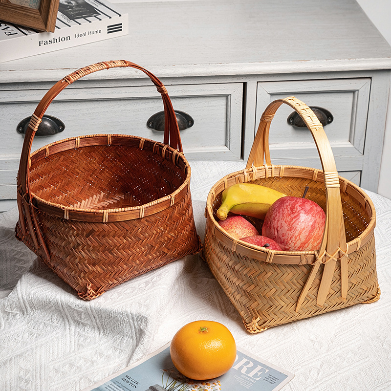 竹编手提篮喜事礼品篮食盒水果篮
