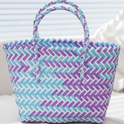 PP手工编织菜篮子包包伴手礼大容量百搭休闲编织包手提包现货批发