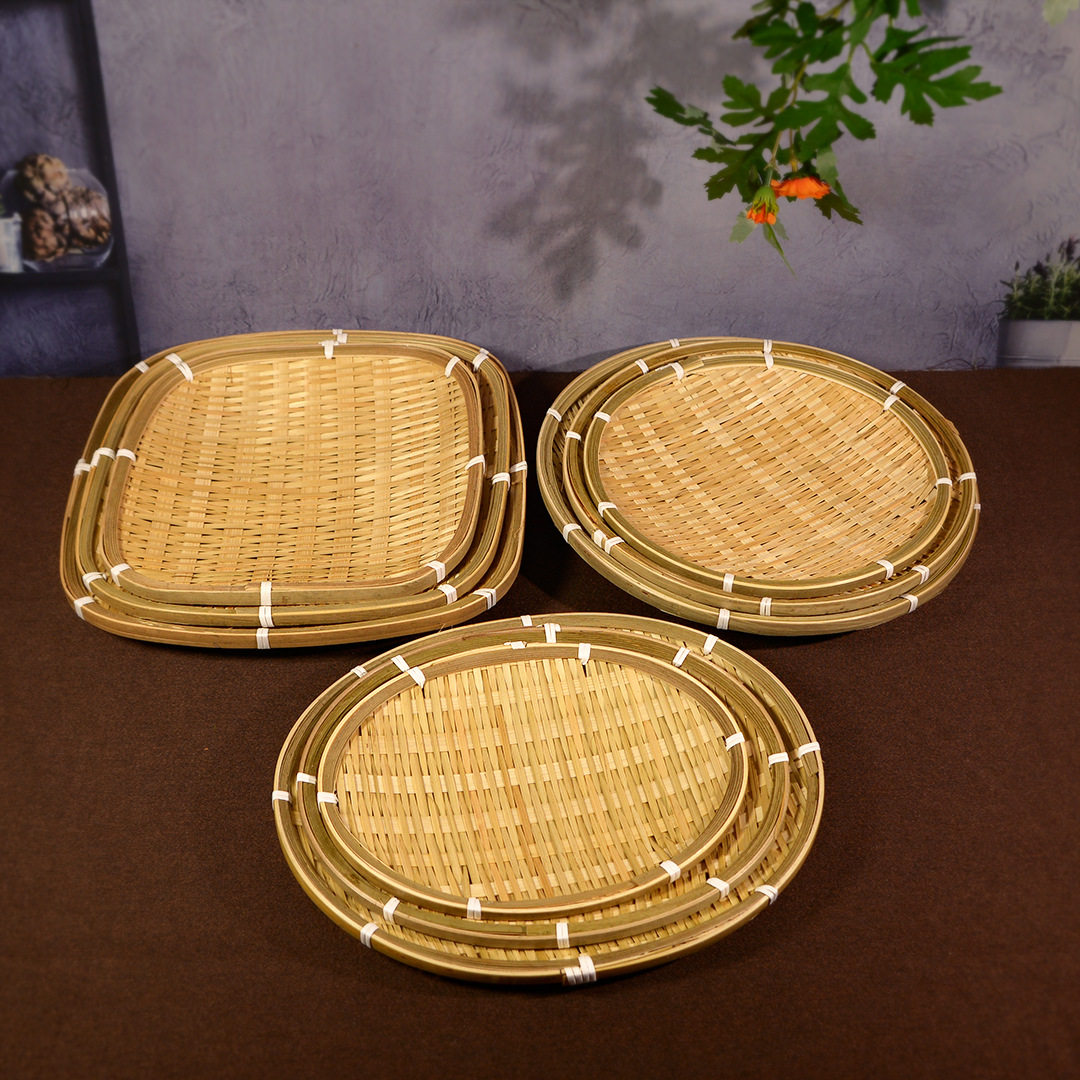 手工竹编制品竹簸箕农家用筲箕竹筛竹篮子收纳筐水果盘子点心托盘,特色手工艺,竹编/竹雕,淘宝优惠券,粉丝福利购,淘宝优惠卷