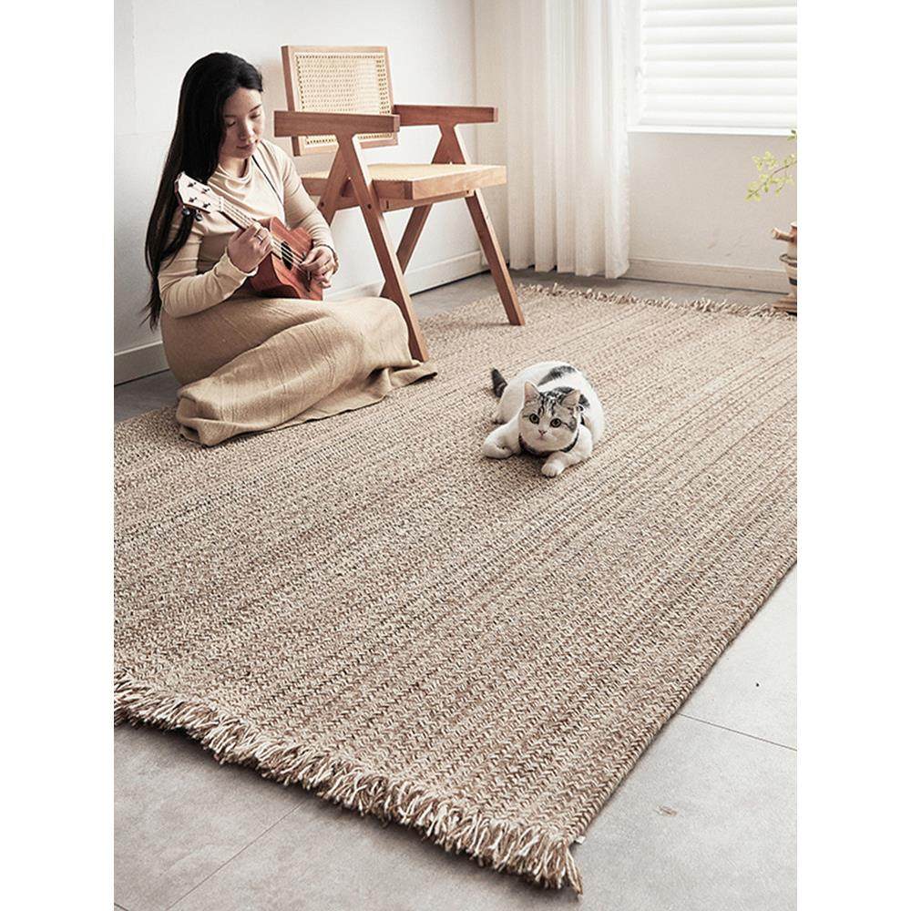 手工编织羊毛地毯Wabi-Sabi风格客厅咖啡桌沙发简单的家庭卧室床,居家布艺,地毯,淘宝优惠券,粉丝福利购,淘宝优惠卷