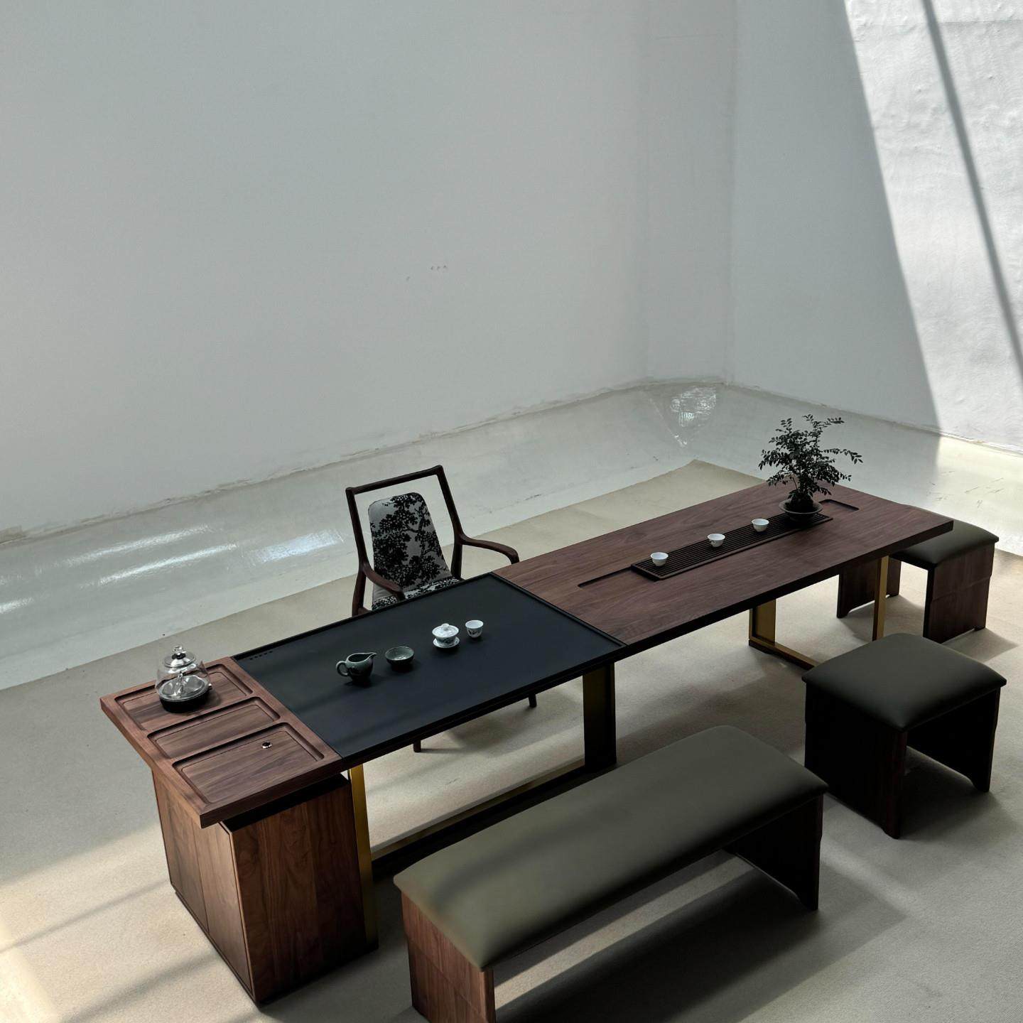 新中式茶桌椅组合实木岩板泡茶桌商业办公室茶室禅意现代简约茶台,住宅家具,家用茶台/茶桌,淘宝优惠券,粉丝福利购,淘宝优惠卷