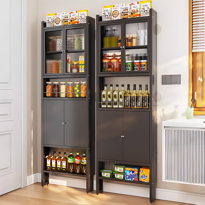 厨房调料置物架门后收纳柜10cm窄缝隙落地多层调味品瓶罐储物柜子