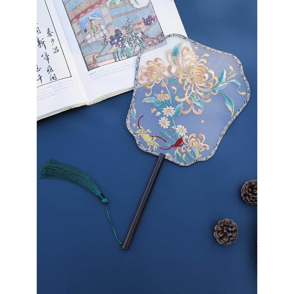 【飞仙】古风扇子刺绣宫扇古风汉服扇舞蹈拍照跳舞扇绣花古风团扇