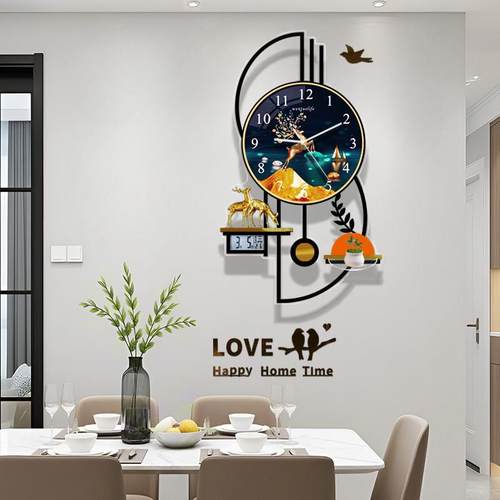钟表客厅静音挂钟现代简约大气挂墙高级感饭厅钟表挂画 画壁挂时