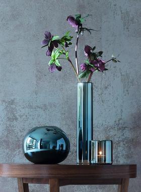 英国LSA Epoque覆古水晶玻璃花瓶琥珀色轻奢手工花器插花装饰摆件