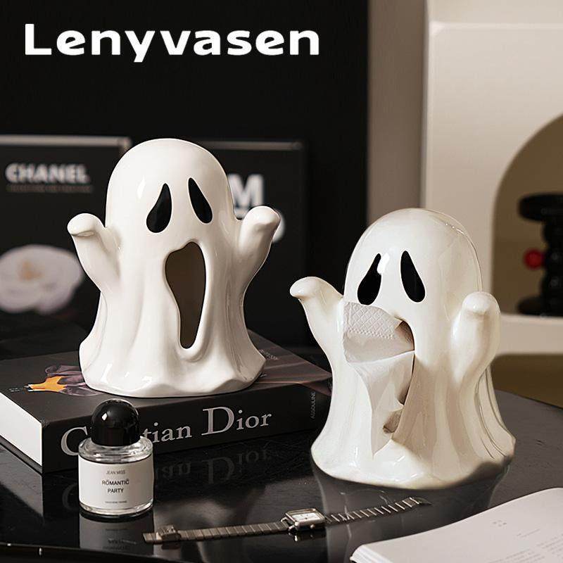 LENYVASEN 幽灵纸巾盒家用客厅万圣节陶瓷抽纸盒创意桌面装饰摆件,收纳整理,纸巾盒,淘宝优惠券,粉丝福利购,淘宝优惠卷