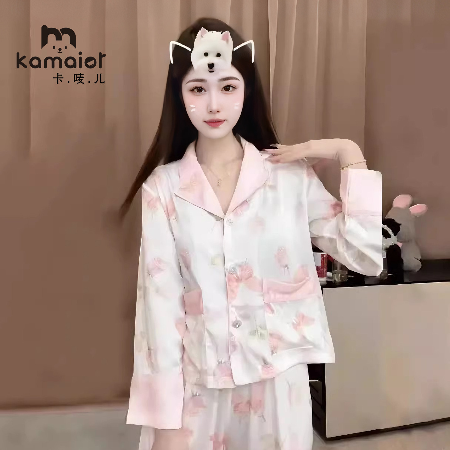 卡唛儿女睡衣2026春秋季长袖短款